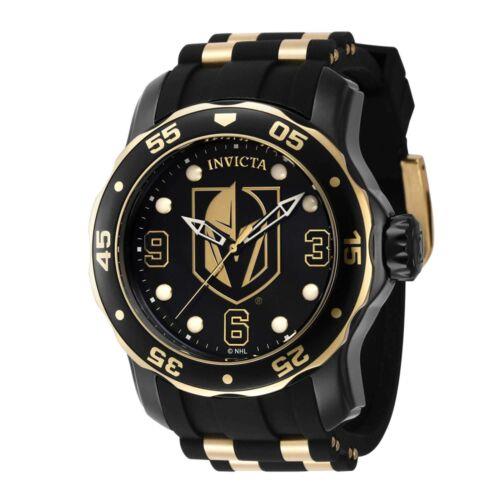 Invicta Men`s Watch Nhl Vegas Golden Knights Rotating Bezel Rubber Strap 42321