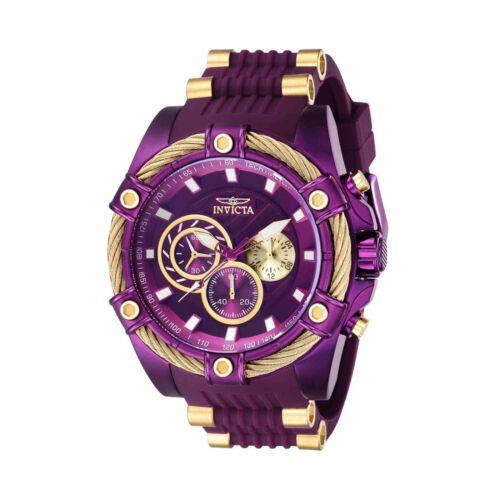 Invicta Men`s Watch Bolt Quartz Chronograph Yellow Gold and Purple Strap 40793 - Purple, Gold Dial, Yellow, Purple Band