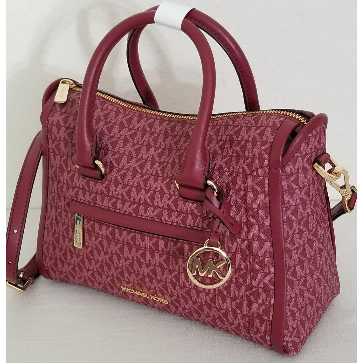 Michael Kors Carine Medium Mulberry/merlot Gold Logo Monogram Satchel Bag - Michael  Kors bag - 023128418175 | Fash Brands