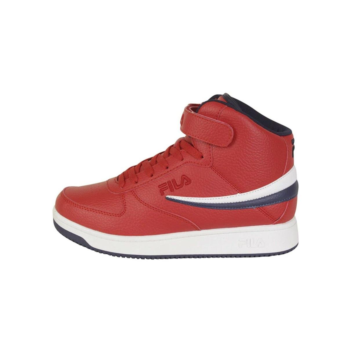 Fila Men A-high Shoes Synthetic Leather Red White High Top Sneakers - Red