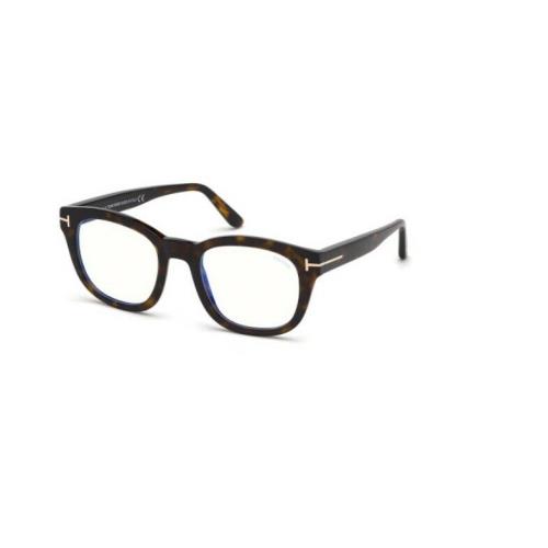 Tom Ford FT5542B 052 Shiny Dark Havana Rose Gold Logo T / Blue Block Eyeglasses