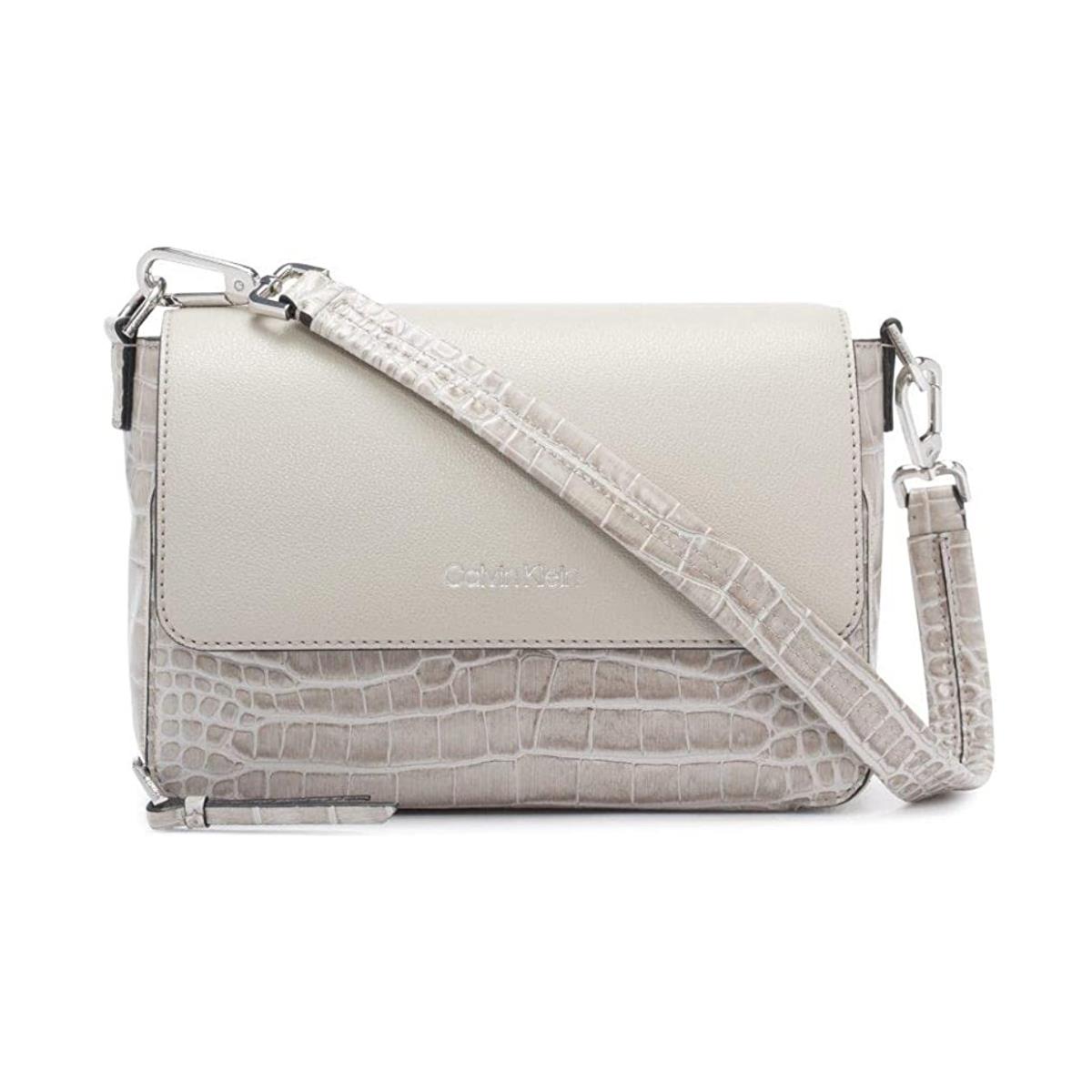 Calvin Klein Ashley Shoulder Bag Purse Handbag - Handle/Strap: Beige, Hardware: Gold, Lining: Beige