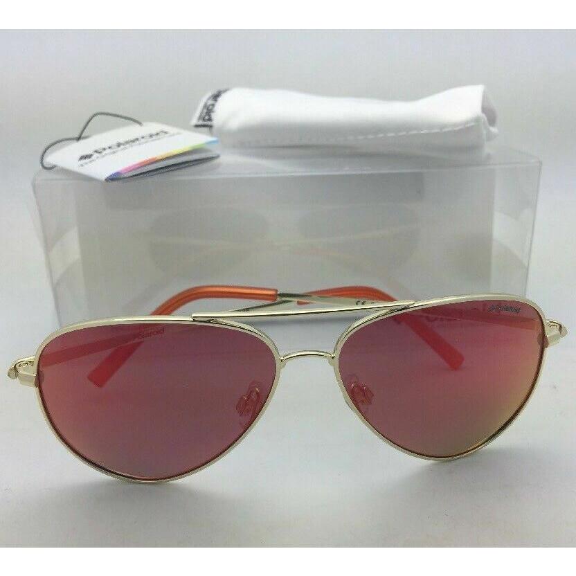 Kids Polaroid Sunglasses Pld 8015/A J5G OZ 52-12 Gold Aviator Frame W/red Mirror