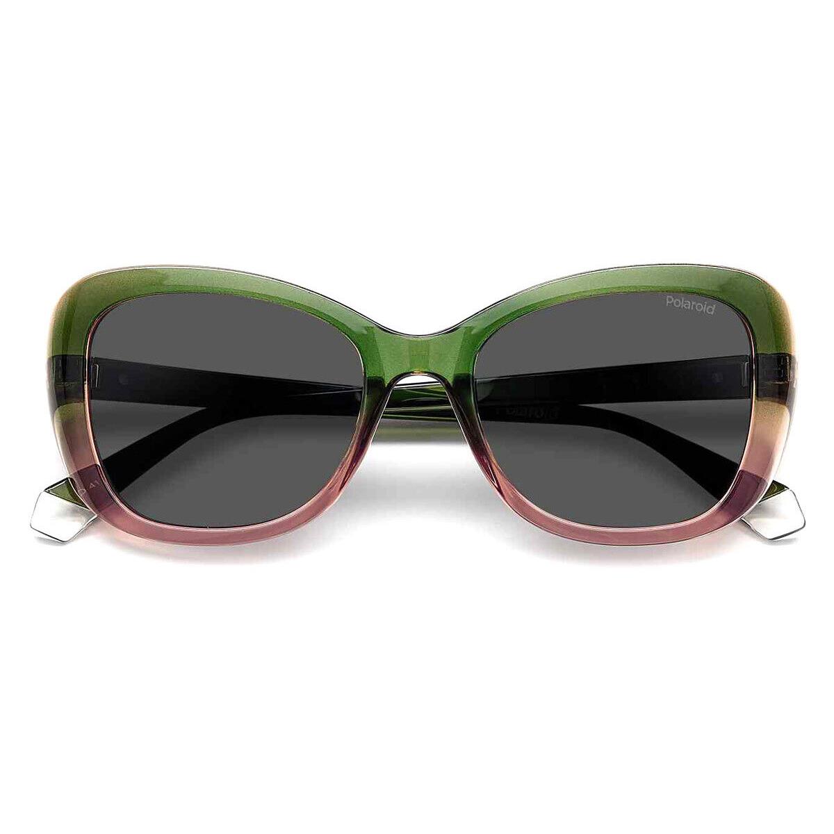 Polaroid Pld 4132/S/X Sunglasses Oval 53mm - Frame: Green Pink / Gray Polarized, Lens: Gray Polarized