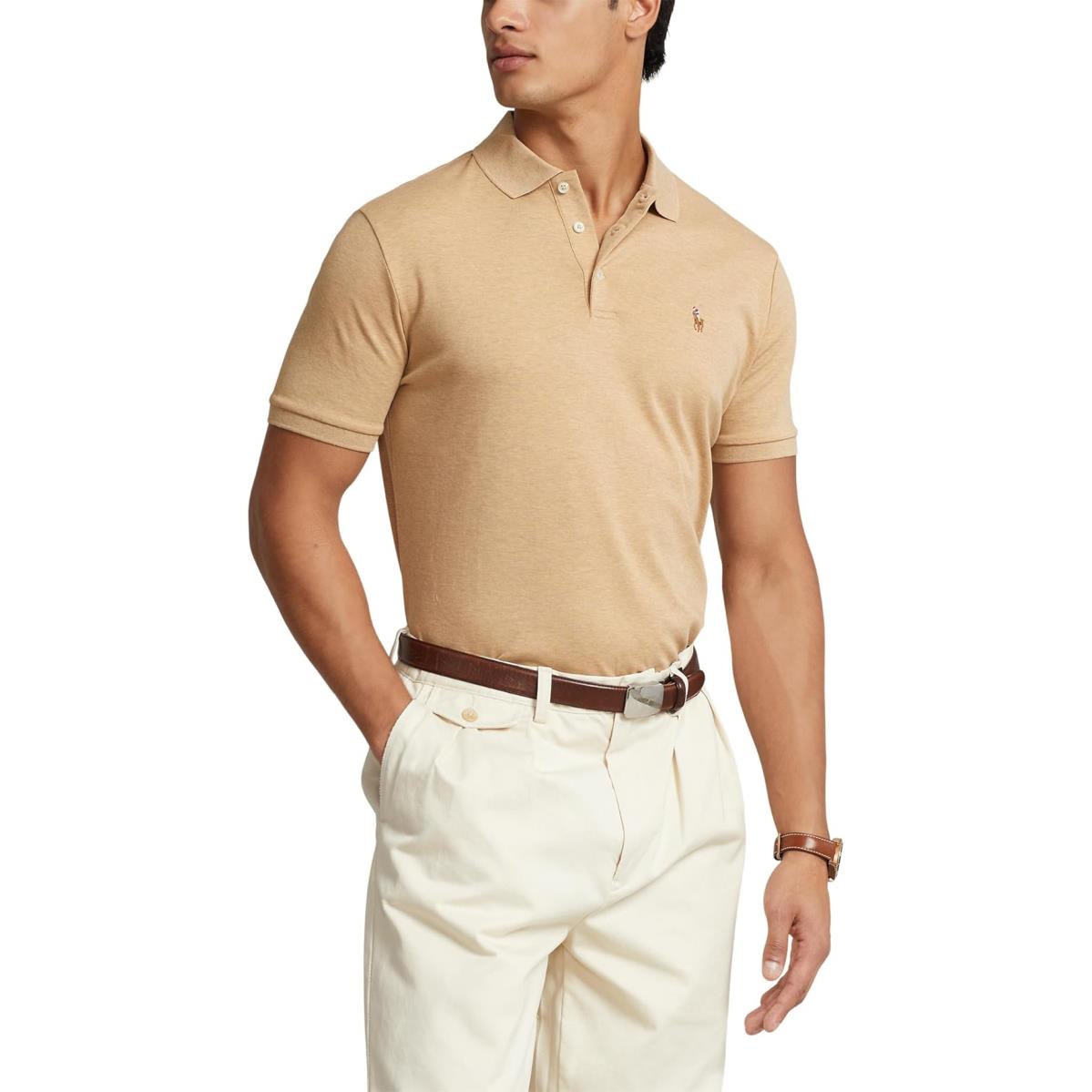 Man`s Shirts Tops Polo Ralph Lauren Classic Fit Soft Cotton Polo Shirt Classic Camel Heather
