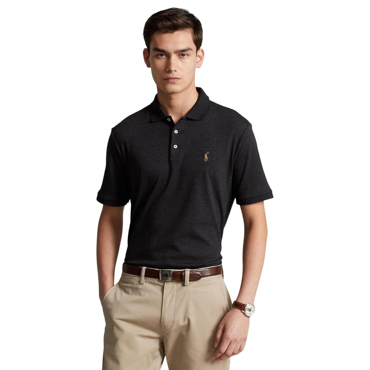 Man`s Shirts Tops Polo Ralph Lauren Classic Fit Soft Cotton Polo Shirt Black Marl Heather