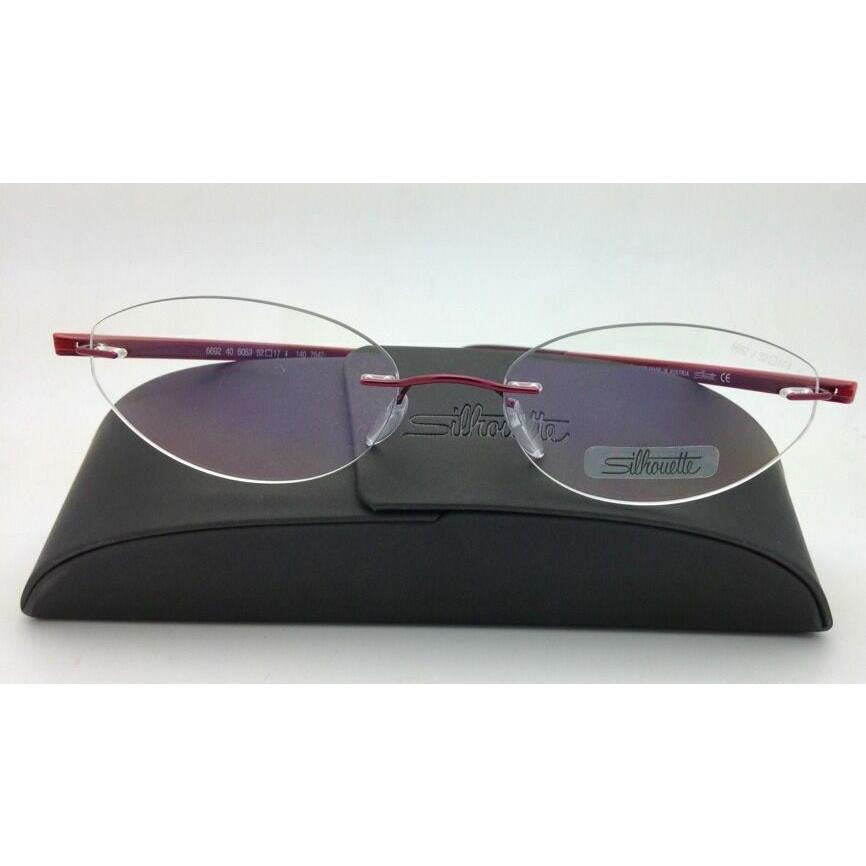 Silhouette Eyeglasses Zenlight 6692 6053 52-17 Oval Red w/ Clear Demo Lenses