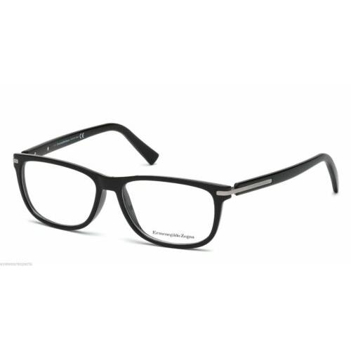 Ermenegildo Zegna Eyeglasses EZ 5005 001 55-14 145 Shiny Black Frame W/clear