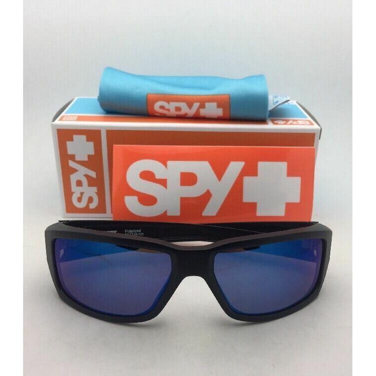 Polarized Spy Optic Sunglasses Dirty MO Matte Black Frames w/ Bronze+blue Mirror