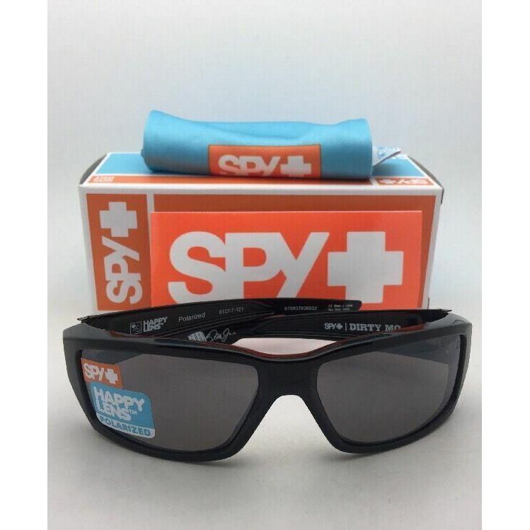 Polarized Spy Optic Sunglasses Dirty MO Shiny Black Frame w/ Happy Bronze+mirror