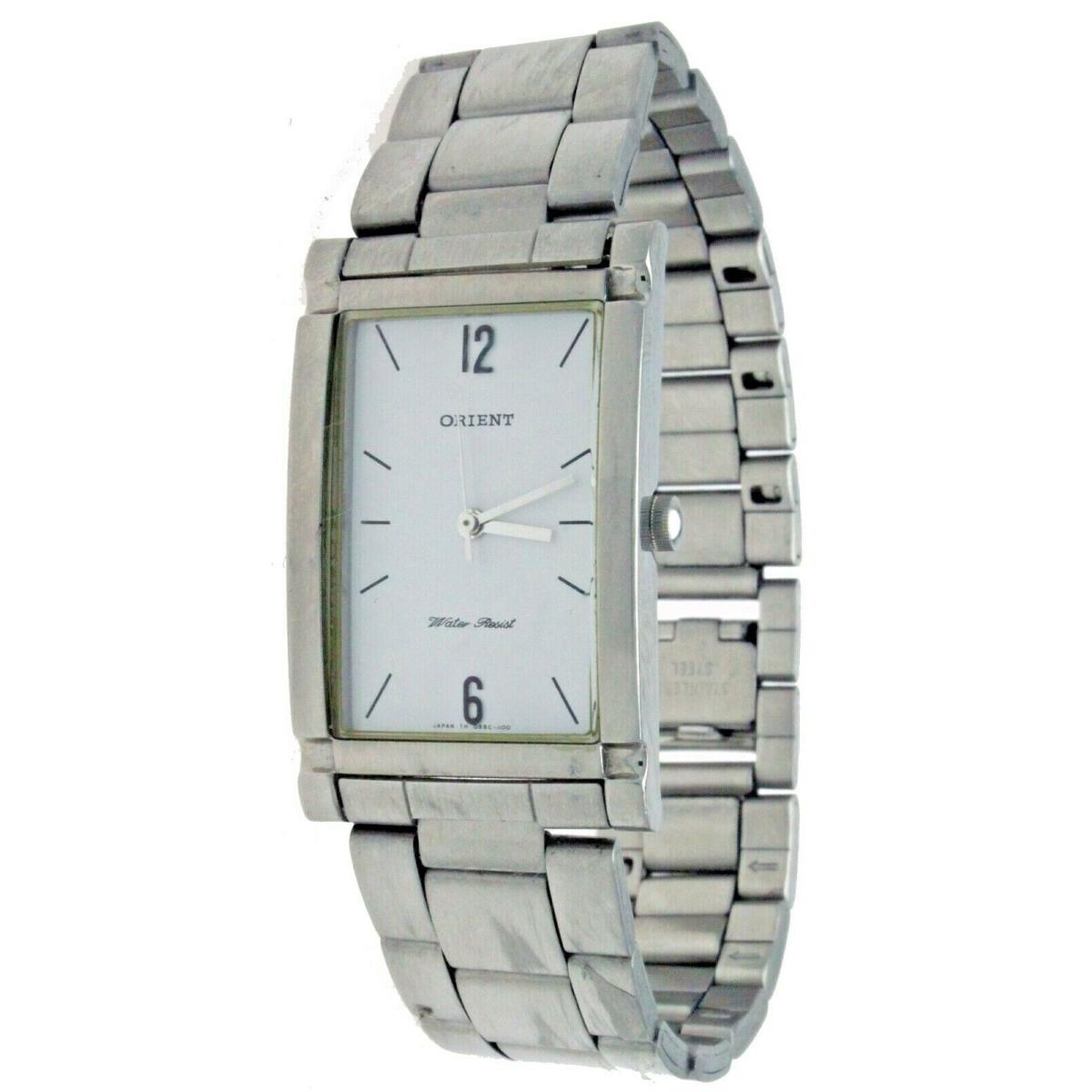 Orient Quartz Stainles Steel Band Case White Dial Watch Water Resistant