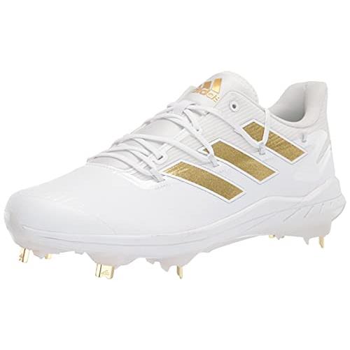 Adidas Men`s Adizero Afterburner 8 Baseball Shoe - Choose Sz/col White/Gold Metallic/White