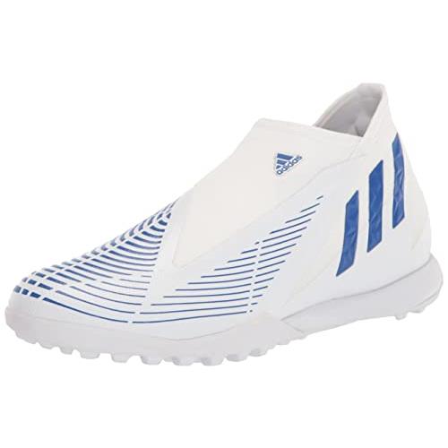 Adidas Unisex Edge.3 Turf Soccer Shoe White/Blue/White (Laceless)