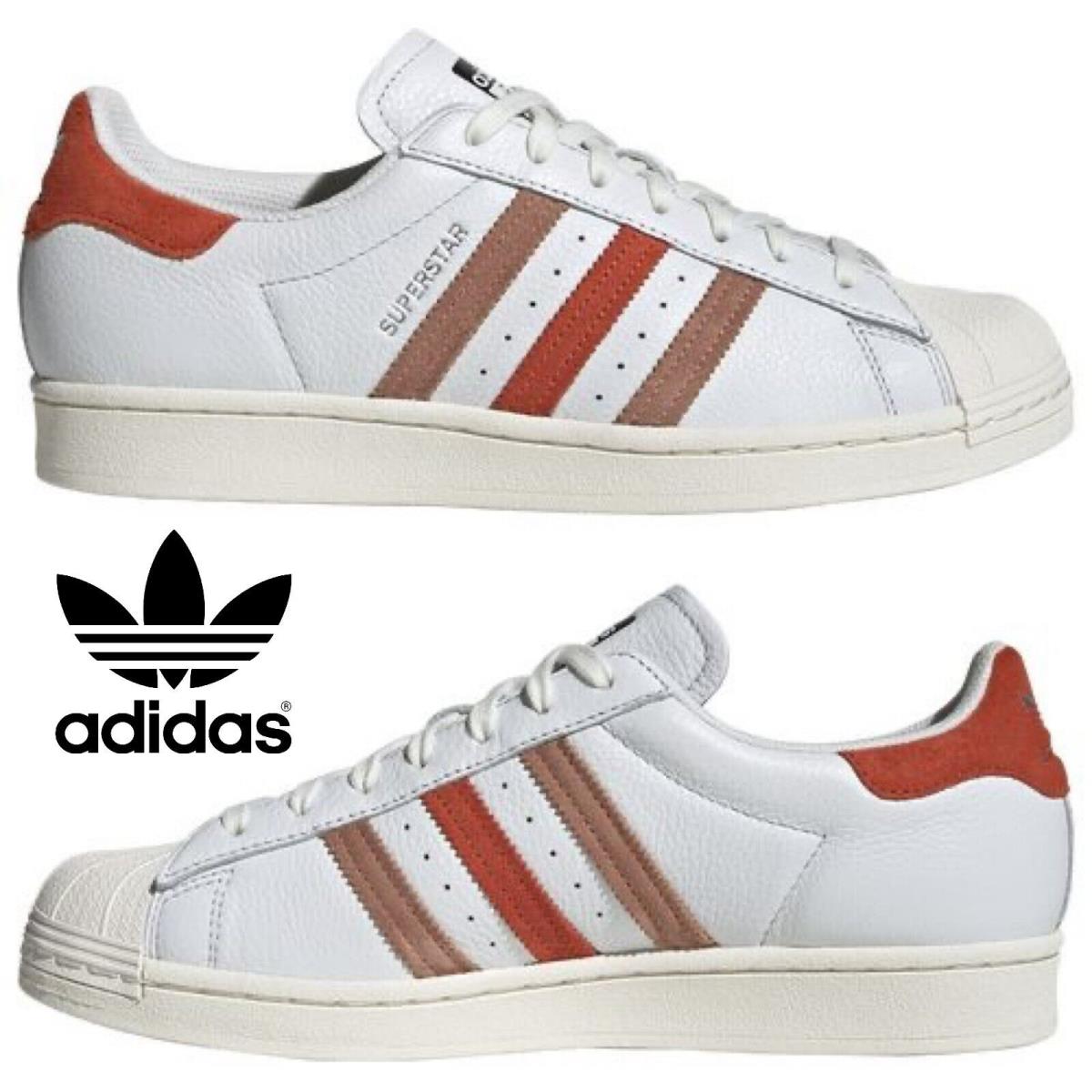 Adidas Originals Superstar Men`s Sneakers Comfort Sport Casual Shoe White Red