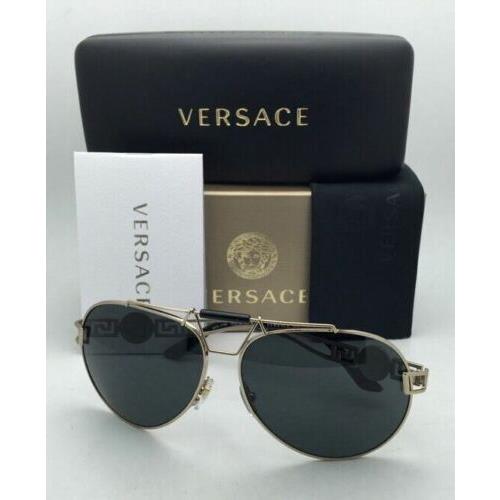Versace sunglasses  - Pale Gold / Black Frame, Grey Lens 9