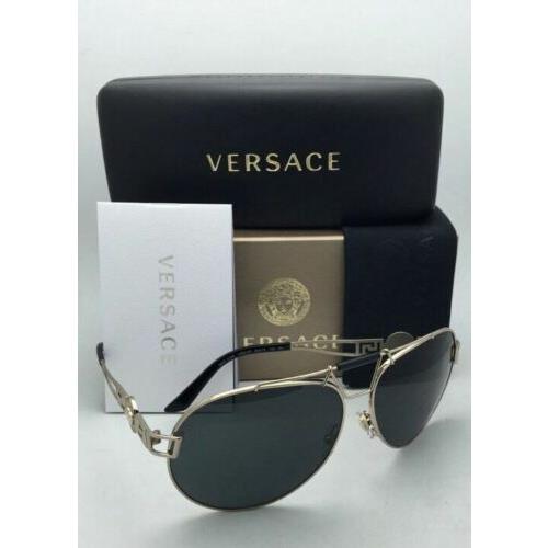 Versace sunglasses  - Pale Gold / Black Frame, Grey Lens 1