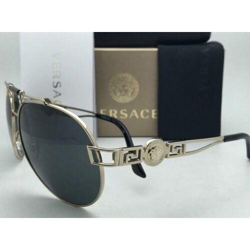 Versace sunglasses  - Pale Gold / Black Frame, Grey Lens 4