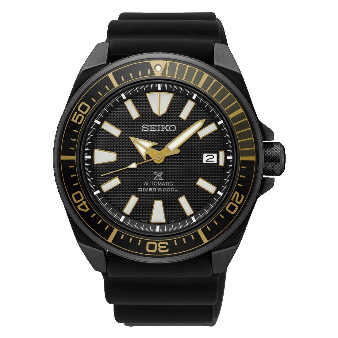 Seiko Prospex SRPB55 44 mm Steel Case Black Silicone Band Automatic Mens Watch - Dial: Black, Band: Black, Bezel: Black, Brown