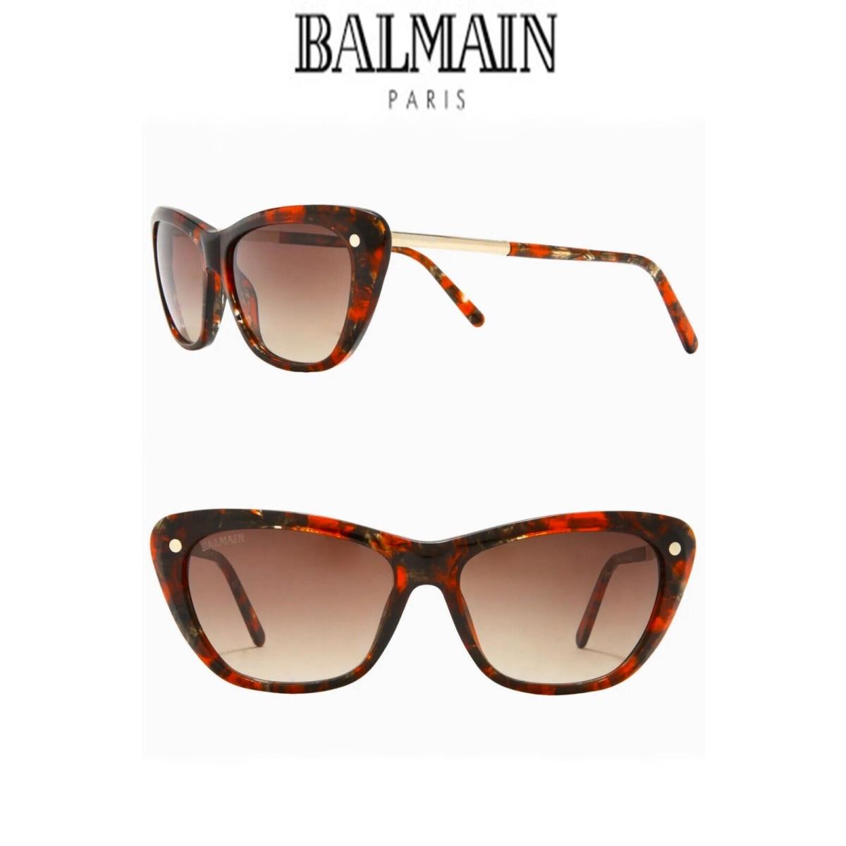 Balmain Paris BL2069 C03 Red Tortoise Gradient Brown Cat Eye Sunglasses. 56 mm