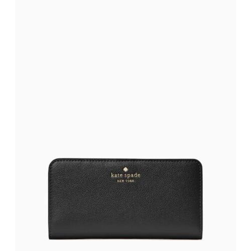 Kate Spade New York Bailey Large Slim Bifold Textured Leather Wallet In Black