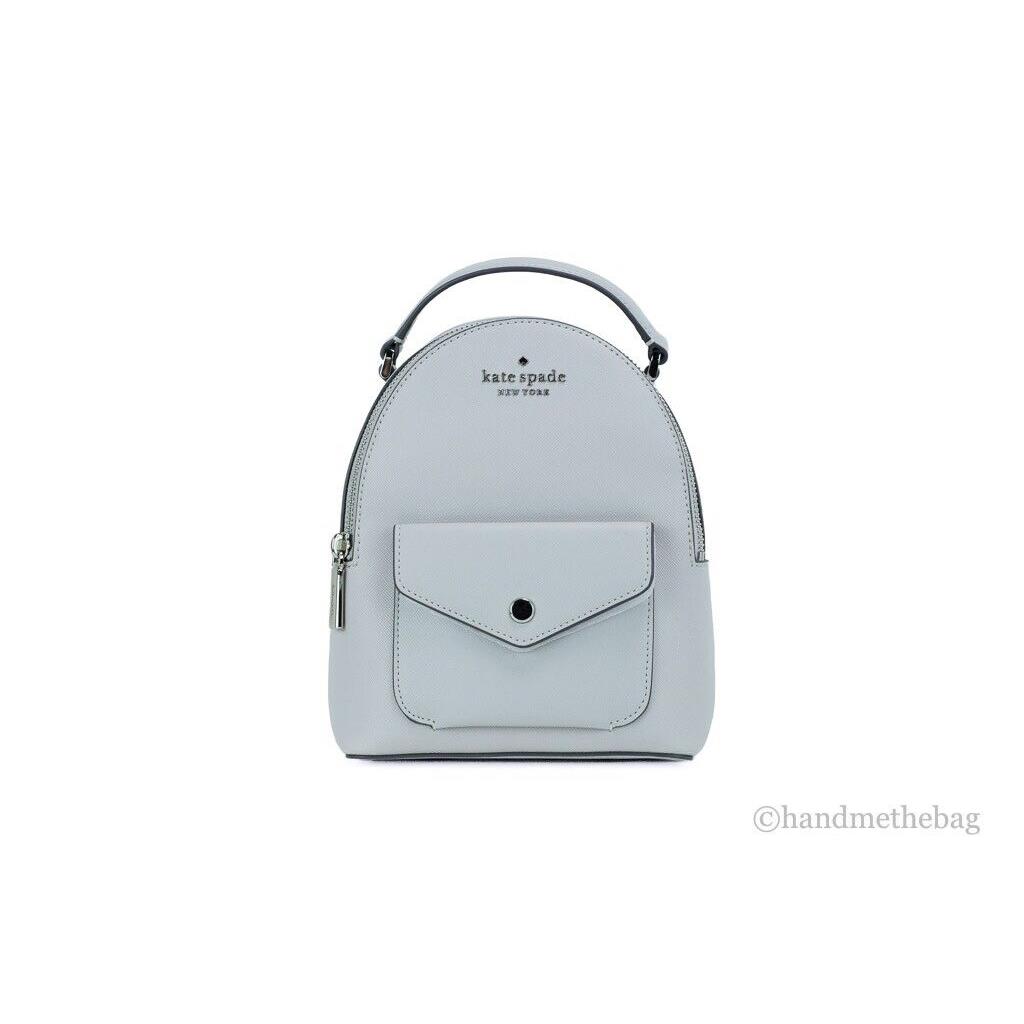 Kate Spade Schuyler Mini Platinum Gray Saffiano Pvc Leather Backpack Bag Purse