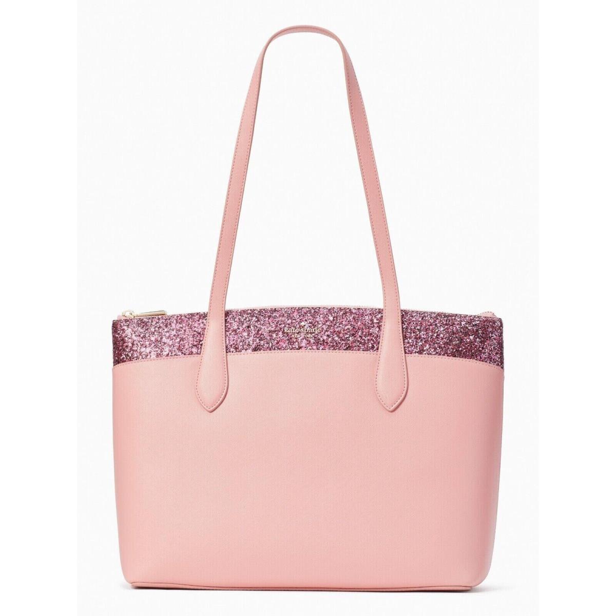 Kate Spade New York Flash Glitter Pink Tote Saffiano K8706