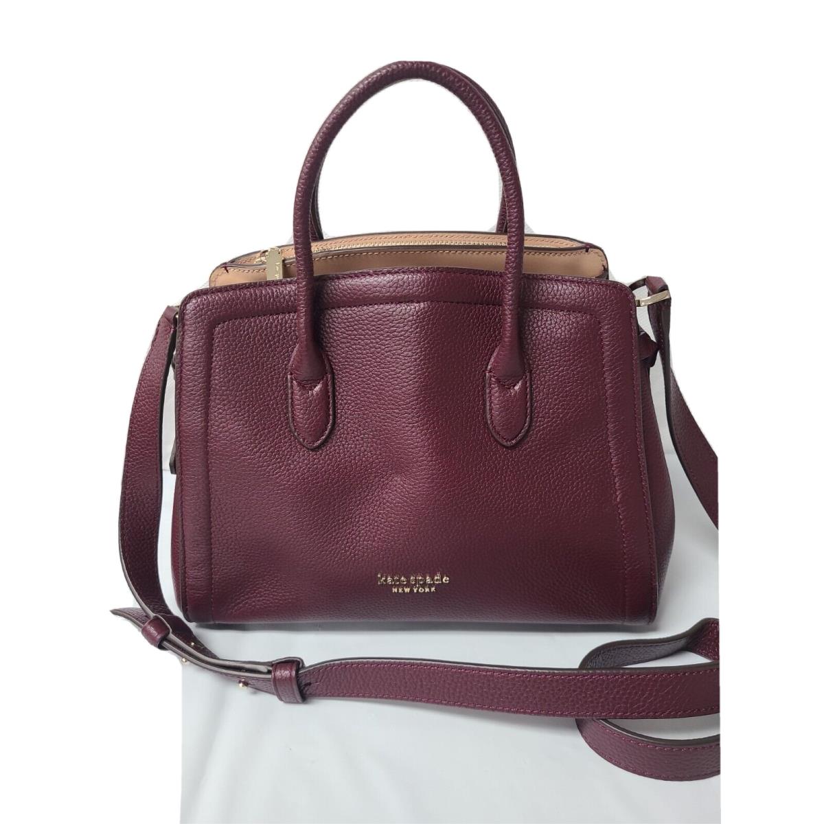 Kate Spade Knott Medium Pebbled Leather Satchel Grenache 600 Burgundy P