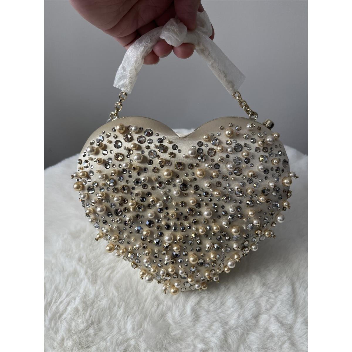 Kate Spade Bridal 3d Embellished Heart Shaped Clutch Handbag Novelty Purse