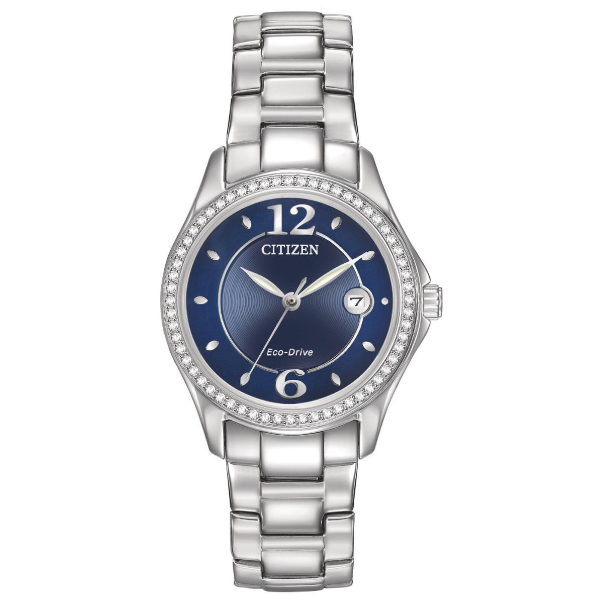 Citizen Ladies Silhouette Crystal Eco-drive FE1140-86L Brand - Dial: Pink, Band: SILVER TONE STAINLESS STEEL