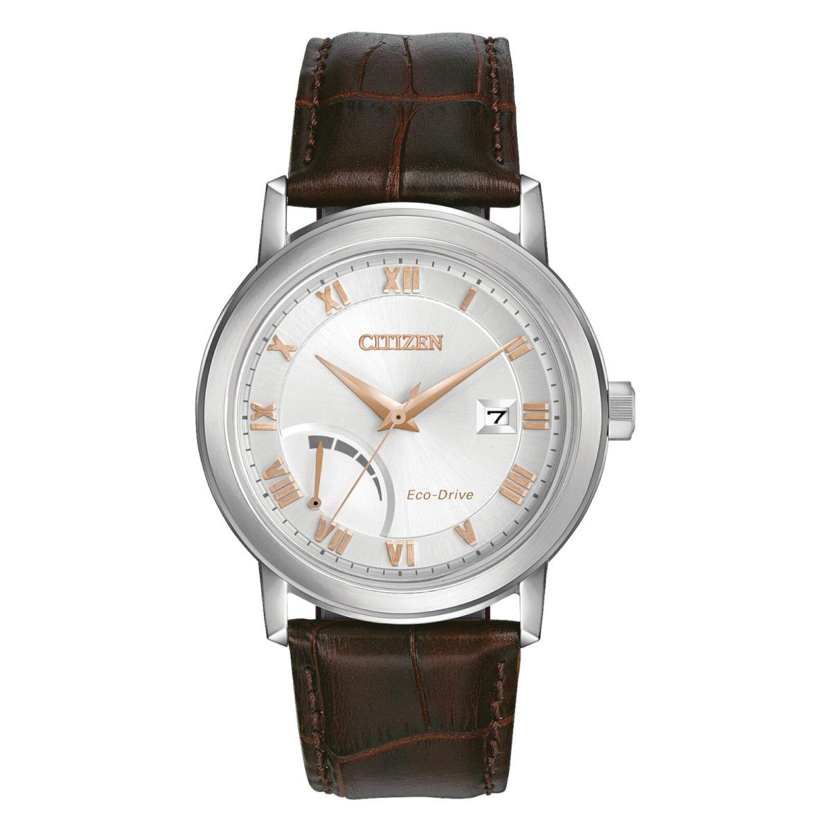 Citizen AW7020-00A Prt Brown Leather Silver Dial 41mm Men`s Watch