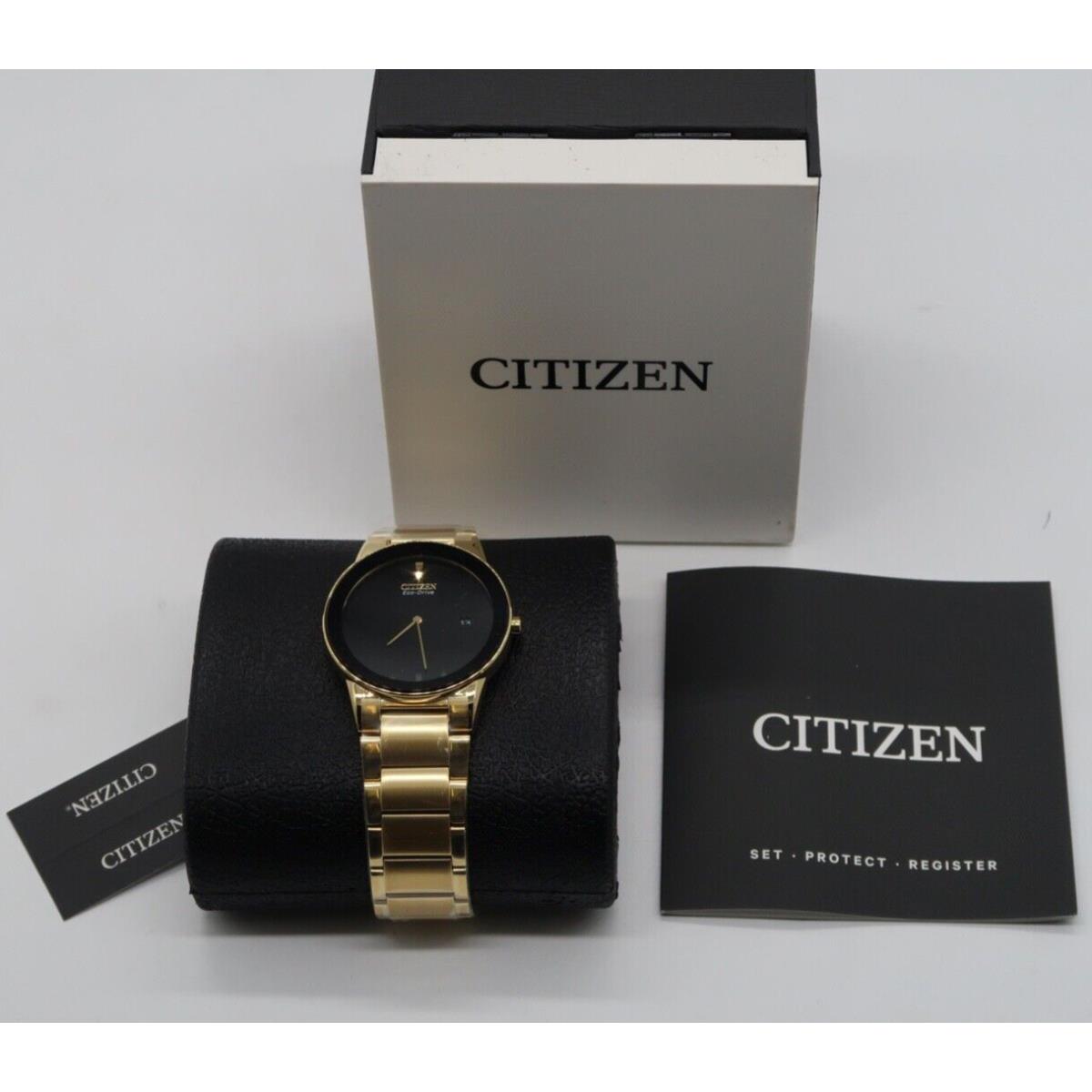 Citizen Eco-drive Axiom Black Dial Gold-tone Men`s Watch AU1062-56E