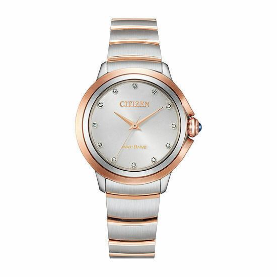 Citizen Eco-drive EM0956-54A Ceci Diamond Accent Two Tone Women s Watch - Silver Dial, Gold Band
