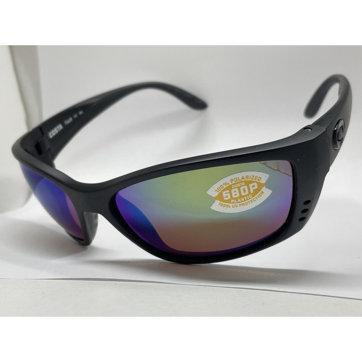 Costa Del Mar Fisch Black Frame Green Mirror 580P Plastic Polarized Lens