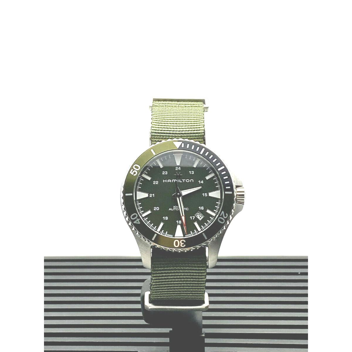 Hamilton Khaki Navy Scuba Automatic 40mm Green Strap Men`s Watch H82375961 - Dial: Green, Band: Gray, Green, Silver, Bezel: Green