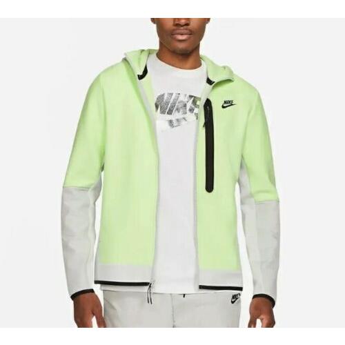 Nike Tech Fleece Woven Full Zip Hoodie Sweatshirt Men Size Large CZ9903-383 Lime