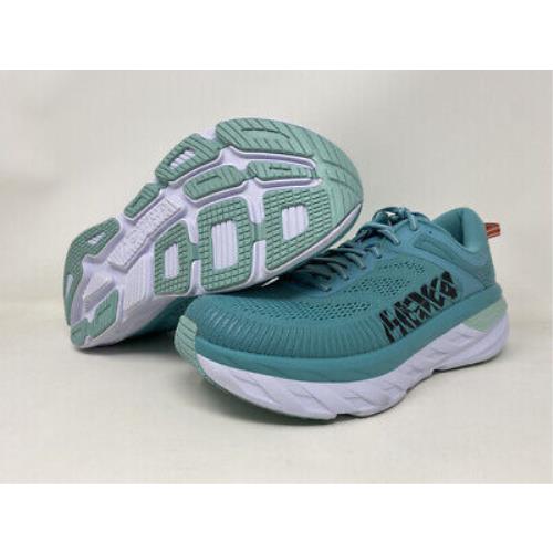 Hoka Women`s Bondi 7 Running Shoes Aquarelle/eggshell Blue 11 B Medium US