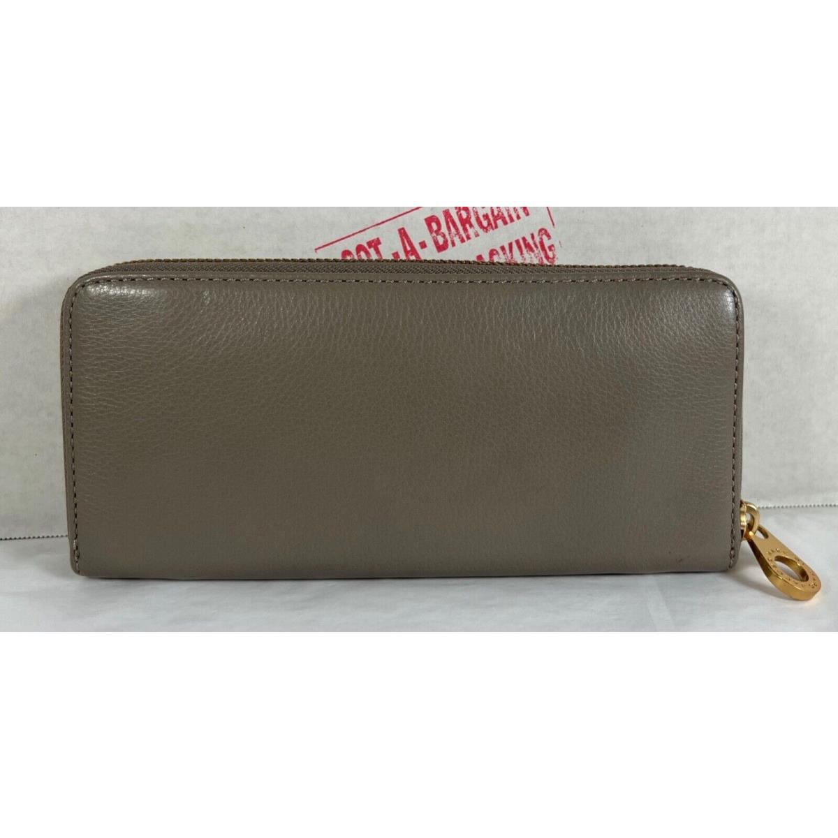 Marc Jacobs Warm Zinc Pebbled Leather Zip Around Long Wallet Coin Purse