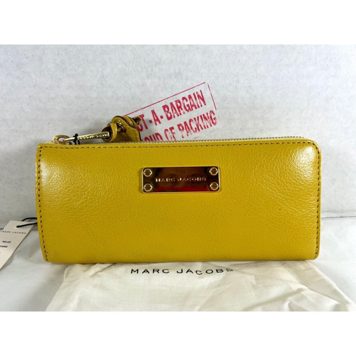 Marc Jacobs Collection The Flex Yellow Leather Half Zip Slim Wallet Purse