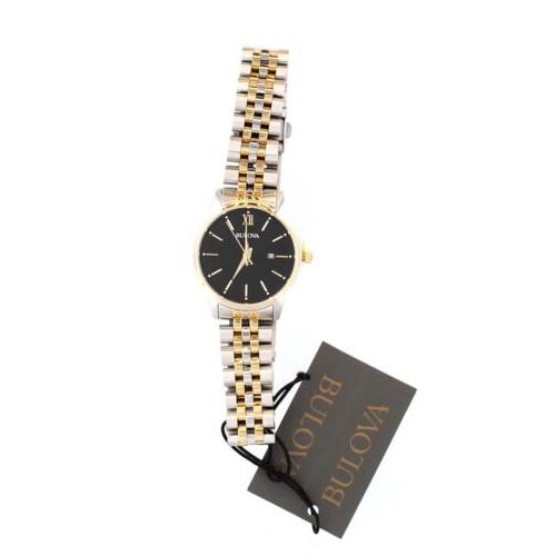 Bulova 98M134 Classic Ladies Black Dial Two-tone SS Quartz Watch