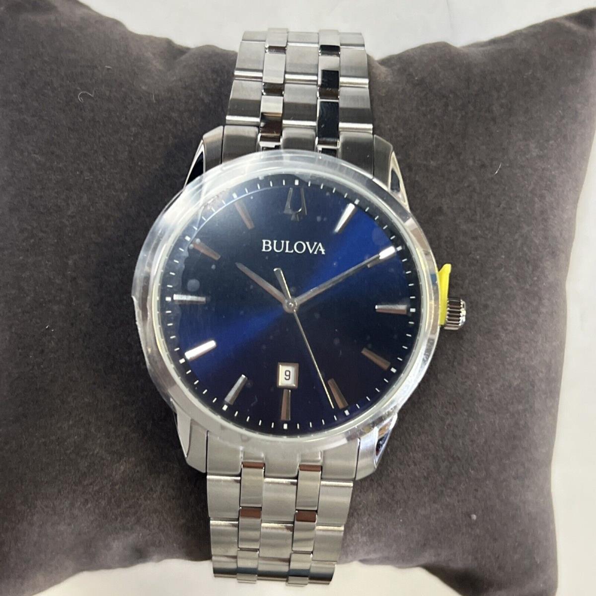 Mens 96B338 Bulova Stainless Steel Blue Dial Box Manufacturer Warranty