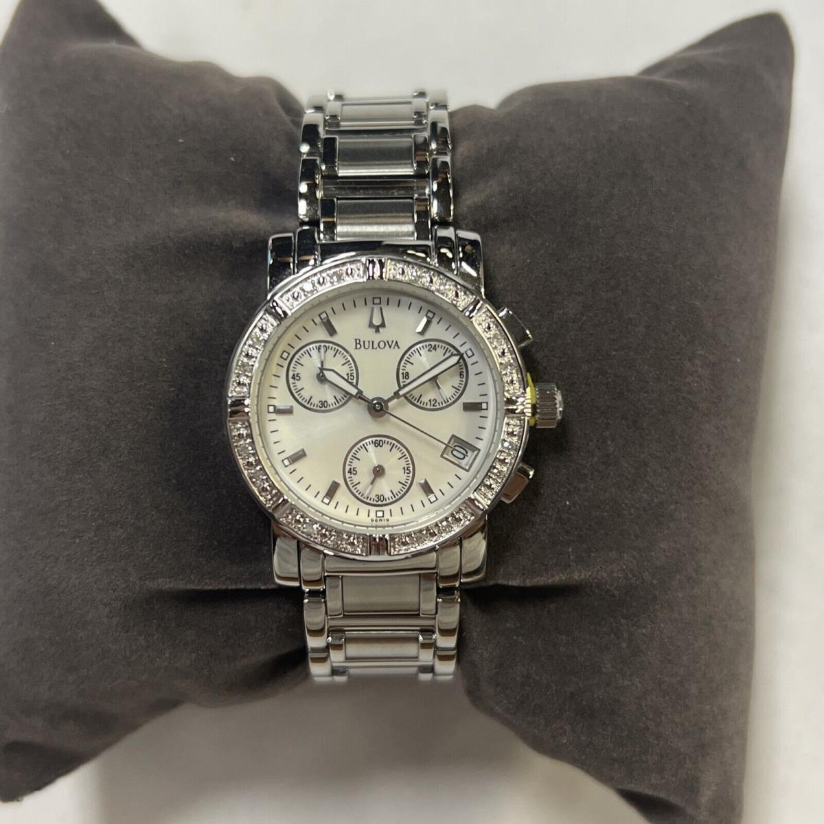 Women s 96R19 Bulova Dress Chronograph SS Box Manufacturer Warranty