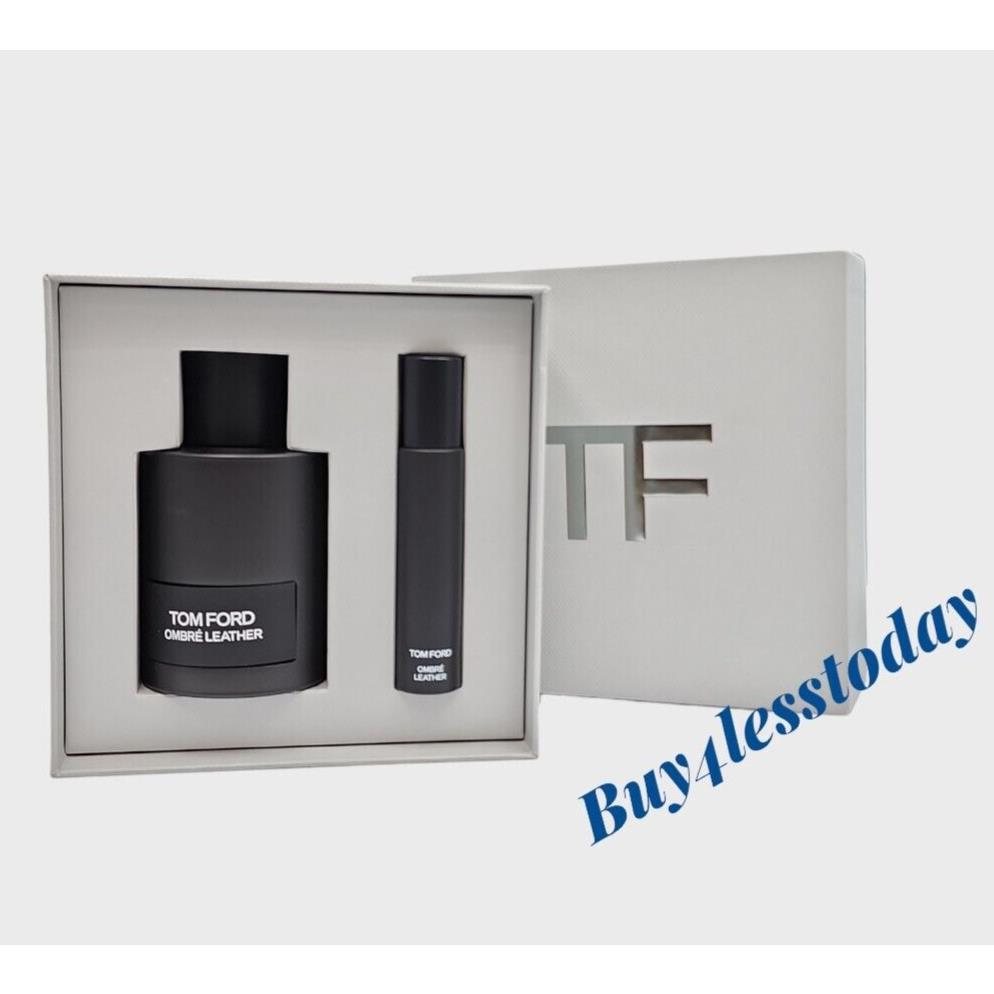 Tom Ford Ombre Leather Set with Travel Spray Eau De Parfum 3.4 Oz + 0.34 Oz