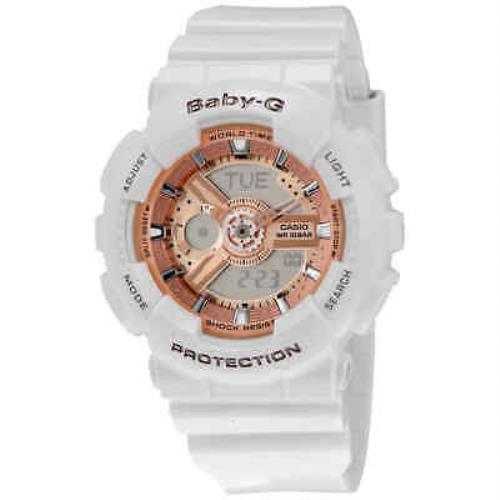 Casio Baby G White Resin Ladies Watch BA110-7A1 - Dial: Pink, Band: Pink, White, Bezel: White