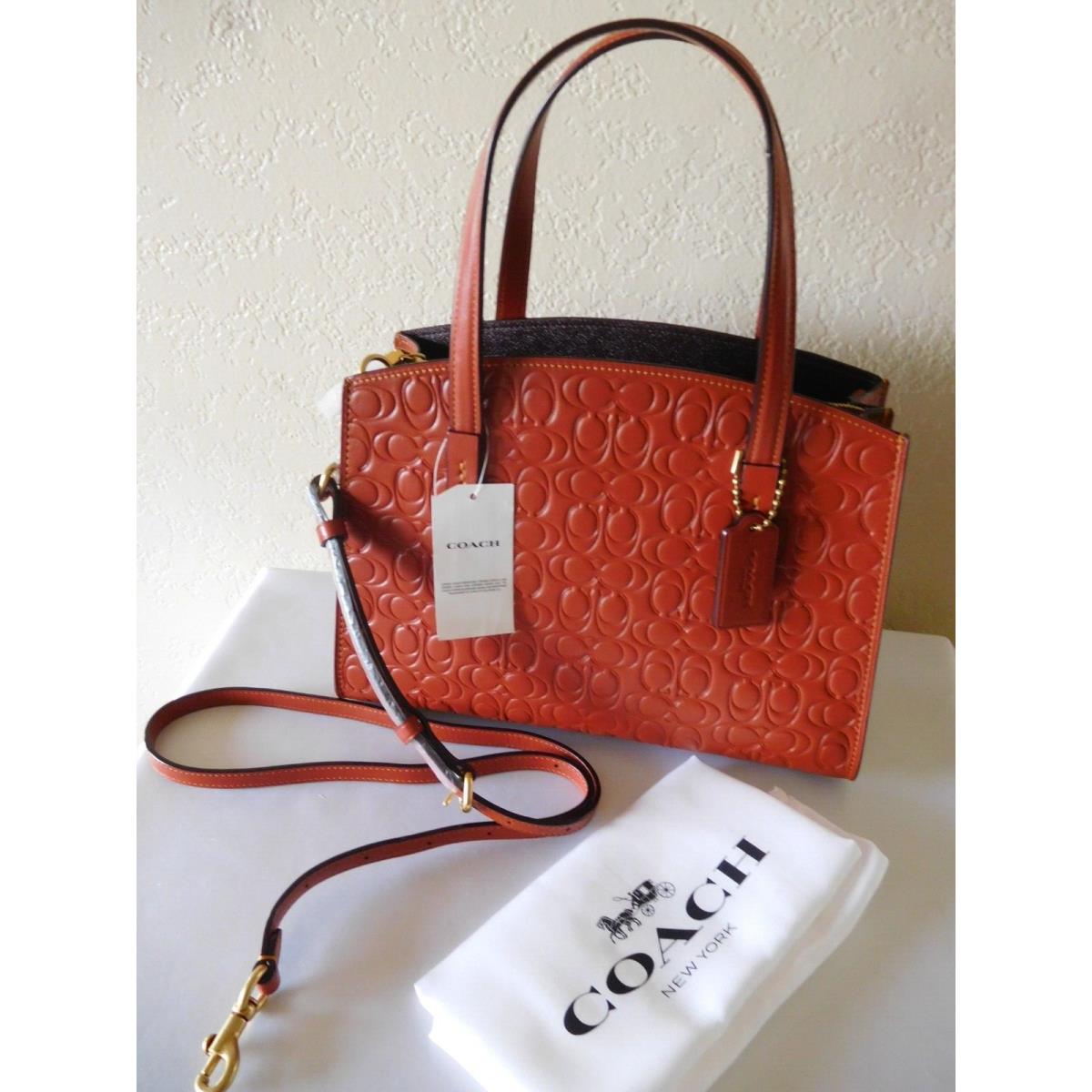 Coach Signature Rust Garnet Charlie Carryall 28 Handbag Crossbody Bag 51665 - Handle/Strap: Rust Garnet, Hardware: Gold, Exterior: Rust Garnet