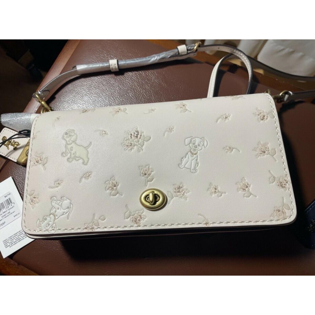 Disney X Coach Dinky Dalmatian Leather Crossbody Bag Clutch Chalk Cream Whit