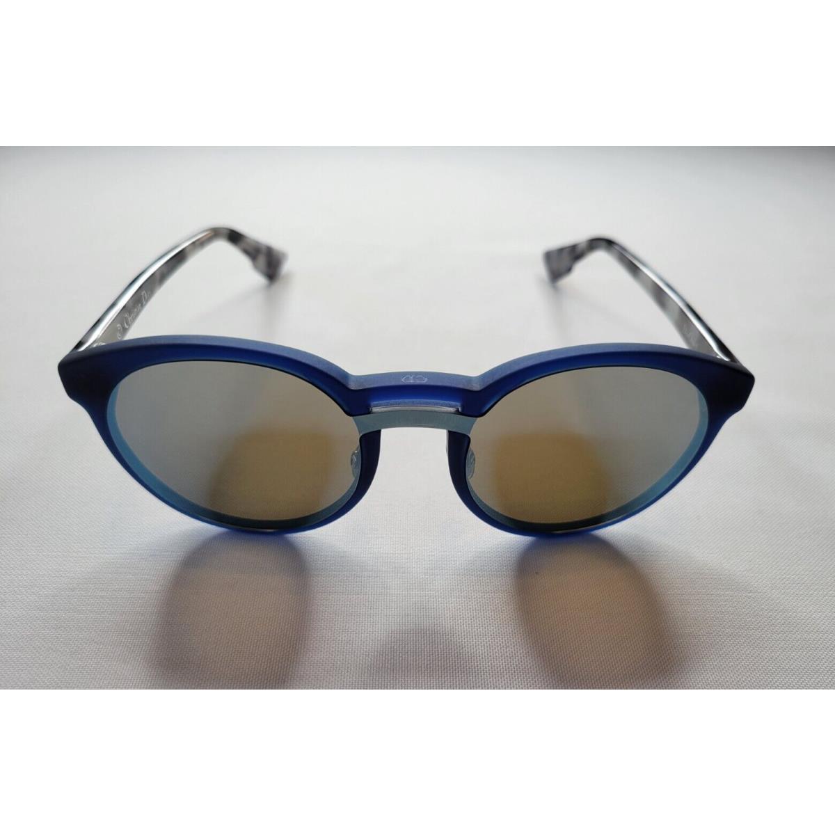 Christian Dior DIORONDE1 QYI/A4 Matte Blue Tortoise w Silver Mirror Lens Shades