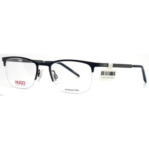 Hugo Boss HG1019 Fll Blue Mens Rectangle Half Rim Eyeglasses 53-20-145 B:36