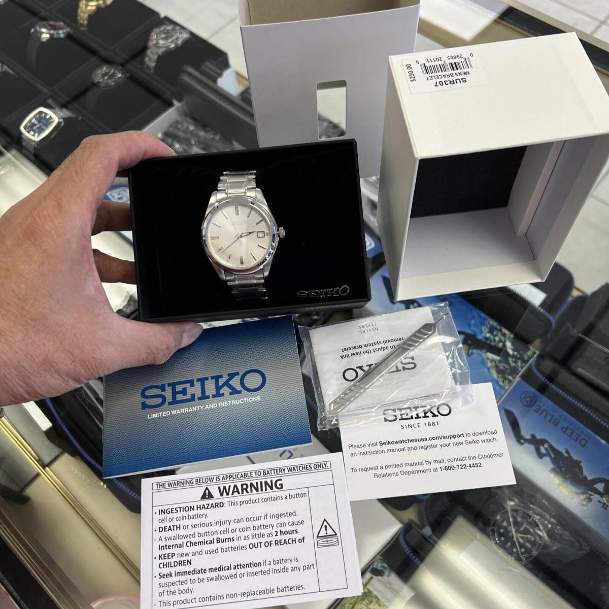 New-seiko Essentials Quartz Silver Dial Men`s Watch SUR307P1 Good Stuff