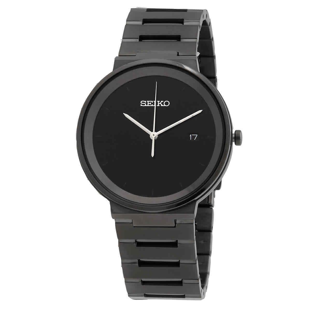 Seiko Essentials Quartz Black Sunray Dial Men`s Watch SUR487