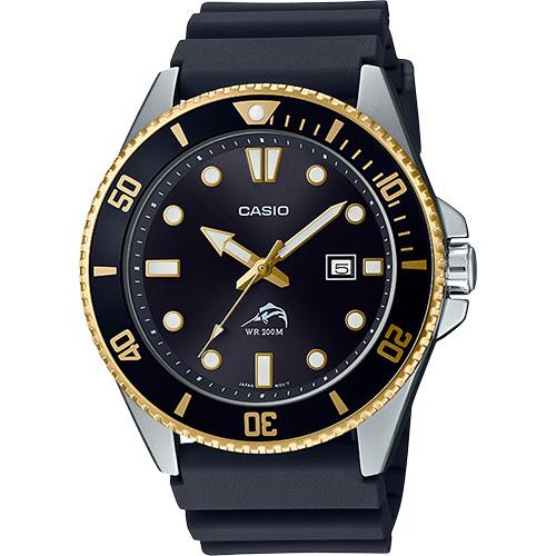 Casio MDV106G-1AV Duro Black Resin Watch 200 Meter WR Date Anti-reverse Bezel